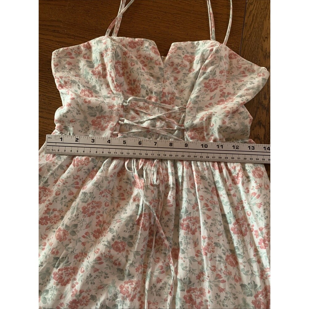 Floral Maxi Laceup Corset Dress Cottagecore Milkmaid Audrey Parks Small Pink - Picture 6 of 14